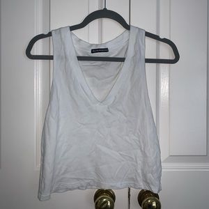 White brandy v neck tank top